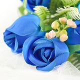 3 Pack | 13inch Royal Blue Real Touch Silk Rose Bud Flower Bridal Bouquets#whtbkgd