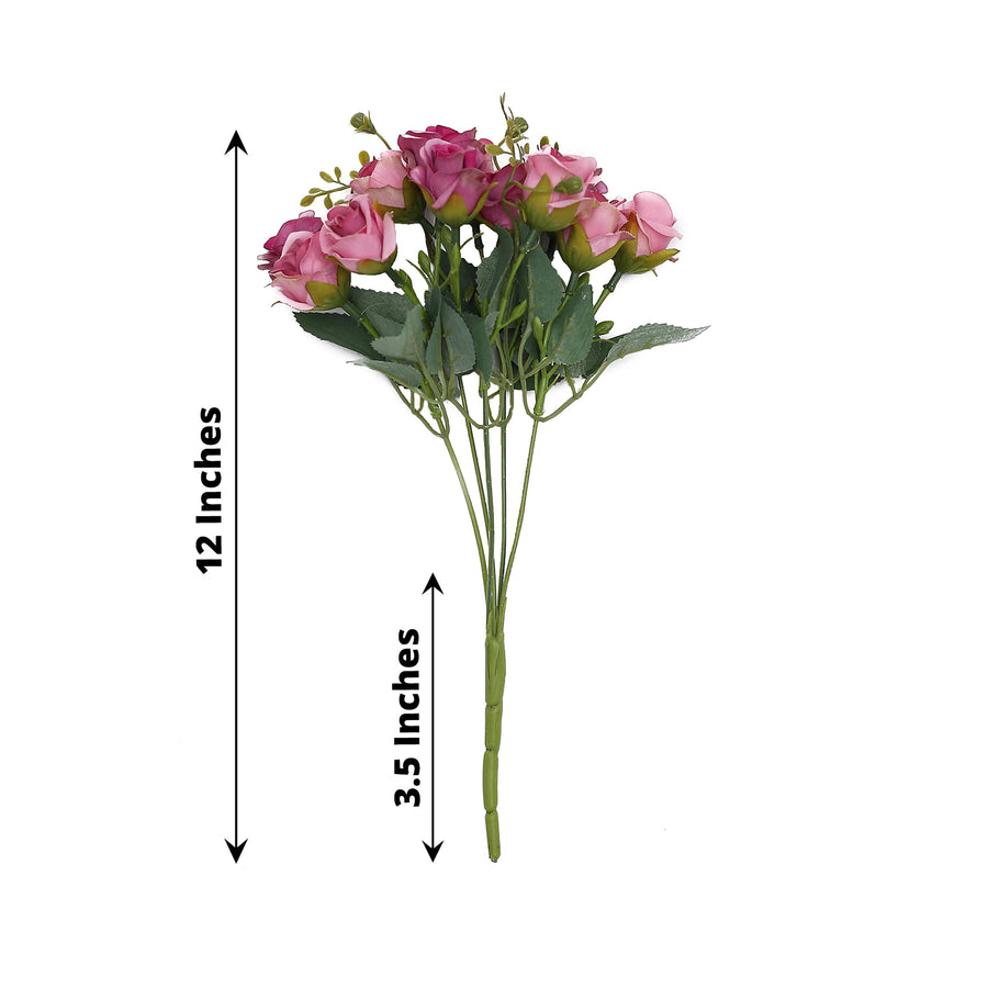 2 Pack | 12inch Dusty Rose Artificial Open Rose Flower Arrangements
