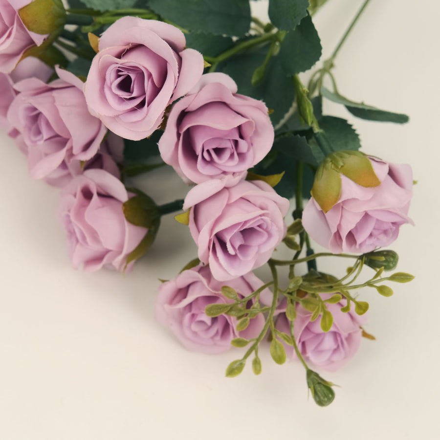 2 Pack | 12inch Lavender Lilac Artificial Open Rose Flower Arrangements
