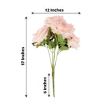 2 Bushes | 17inch Blush Rose Gold Premium Silk Jumbo Rose Flower Bouquet, Floral Arrangements