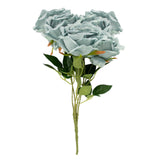 2 Bushes | 17inch Dusty Blue Premium Silk Jumbo Rose Flower Bouquet, Floral Arrangements#whtbkgd
