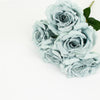 2 Bushes | 17inch Dusty Blue Premium Silk Jumbo Rose Flower Bouquet, Floral Arrangements