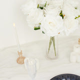 2 Bushes | 17inch White Premium Silk Jumbo Rose Flower Bouquet, Wedding Floral Arrangements