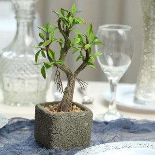 9" Concrete Planter Pot and Artificial Willow Tree Succulent Plant - Natural Beauty