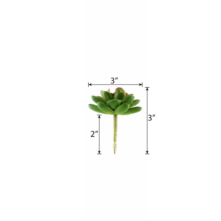 3 Pack | 3inches Artificial PVC Roundleaf Echeveria Stem Succulent Plants