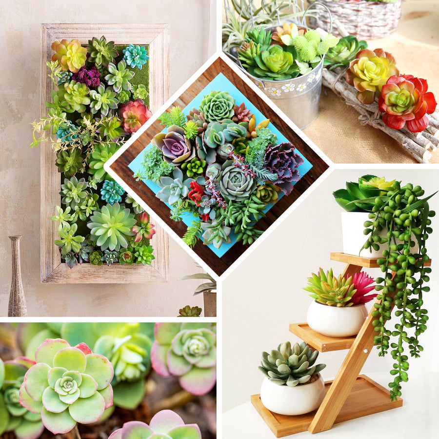 3 Pack | 6inches Artificial PVC Echeveria Stem Decorative Succulent Plants