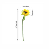 3 Stems | 17inch Yellow Artificial Silk Sunflower Flower Bouquet Branches
