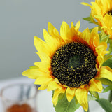 3 Stems | 17inch Yellow Artificial Silk Sunflower Flower Bouquet Branches