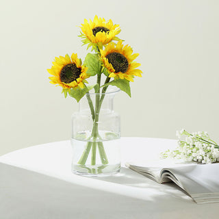 Brighten Up Your Space with Yellow Artificial Silk Sunflower Flower Bouquet Branches