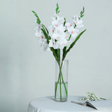 3 Stems | 36inch Tall White Artificial Silk Gladiolus Flower Spray Bush