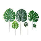 6 Stems | Assorted Green Artificial Silk Tropical Monstera Leaf Plants#whtbkgd