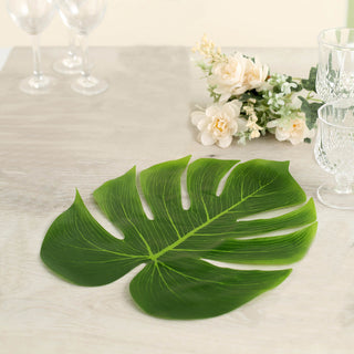 Create a Tropical Oasis with Green Artificial Tropical Monstera Palm Leaves