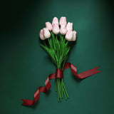 10 Stems | 13inches Blush/Rose Gold Artificial Foam Tulip Flower Bouquets