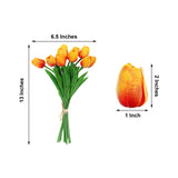 10 Stems | 13inch Orange Real Touch Artificial Foam Tulip Flower Bouquets