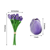10 Stems | 13inches Purple Real Touch Artificial Foam Tulip Flower Bouquets