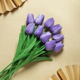 10 Stems | 13inches Purple Real Touch Artificial Foam Tulip Flower Bouquets
