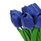 10 Stems | 13inches Royal Blue Real Touch Artificial Foam Tulip Flowers#whtbkgd