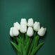 10 Stems | 13inch White Real Touch Artificial Foam Tulip Flower Bouquets