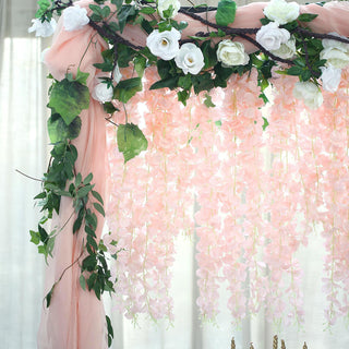 Enhance Your Event Decor with Blush Artificial Silk Hanging Wisteria Flower Garland Vines