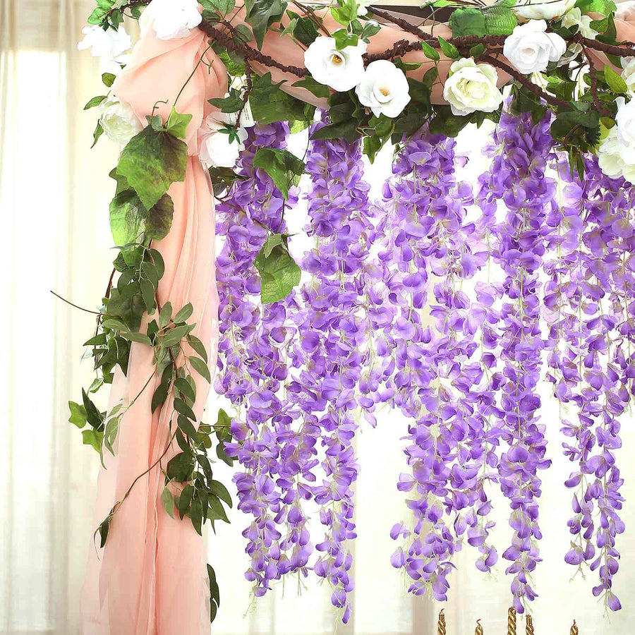 42inch Lavender Lilac Artificial Silk Hanging Wisteria Flower Garland Vines