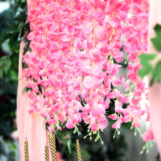 Add a Touch of Elegance with Pink Artificial Silk Hanging Wisteria Flower Garland Vines