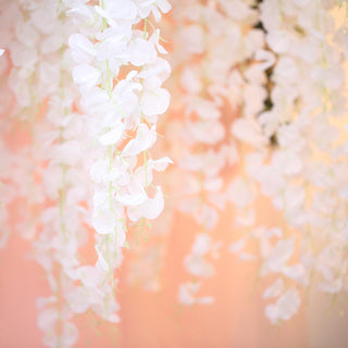 Experience the Beauty of White Artificial Silk Hanging Wisteria Flower Garland Vines