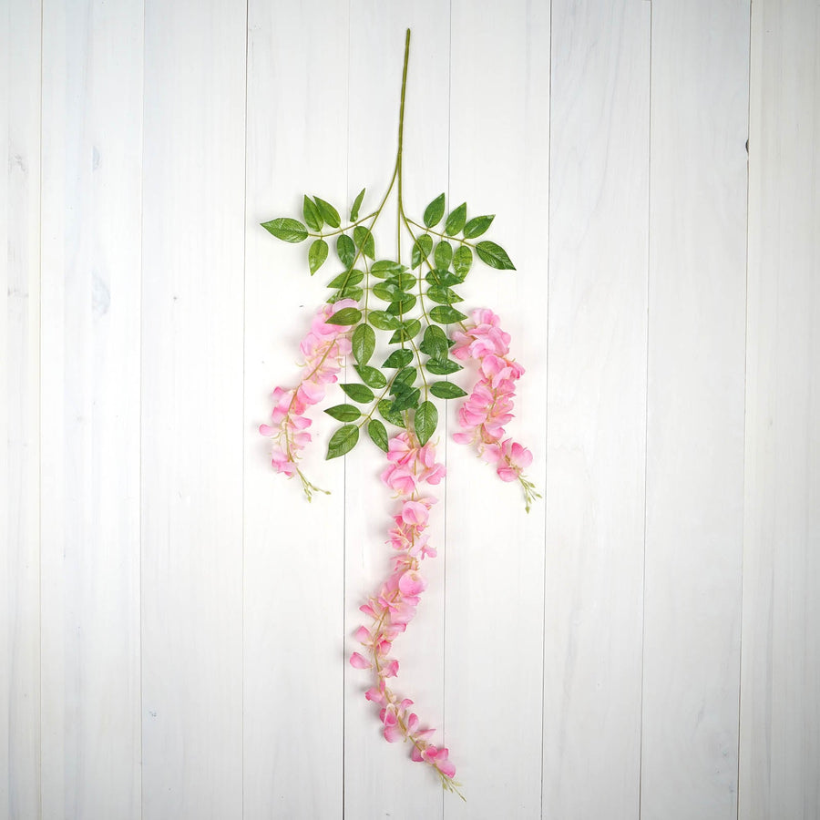 5 Pack | 44inch Pink Artificial Silk Hanging Wisteria Flower Vines