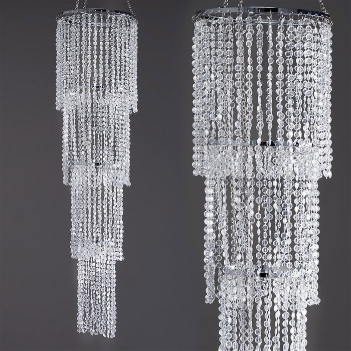 Acrylic Diamond Hanging Chandelier, Free Standing Centerpiece + Free Stand, Poles & Hanging Chains