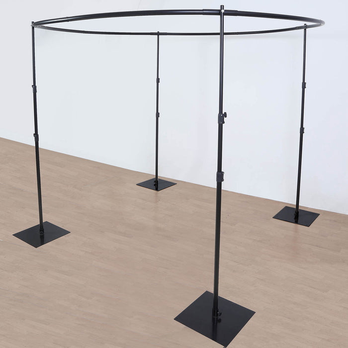 10ft Adjustable 4-Post Round Black Metal Backdrop Stand Canopy