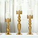 Set of 3 | Antique Gold Lace Hurricane Glass Pillar Candle Holders - 12inch/14inch/17inch