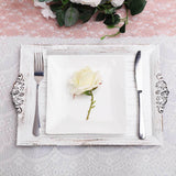 Antique White Wash Rectangle Decorative Acrylic Serving Trays - Set the Mood for Your Chic Event