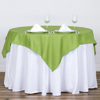 Add Elegance to Your Event with the Apple Green Square Seamless Polyester Table Overlay