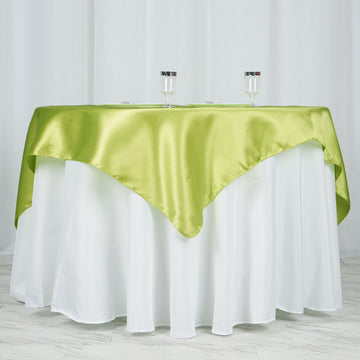 60"x60" Apple Green Square Smooth Satin Table Overlay