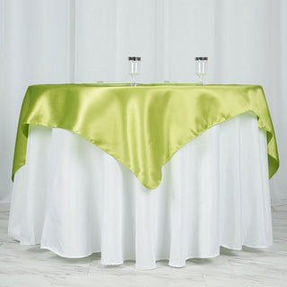 Add Elegance to Your Event with the Apple Green Satin Table Overlay