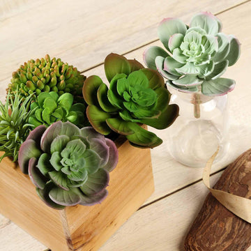 3 Pack | 6" Artificial PVC Echeveria Stem Decorative Succulent Plants
