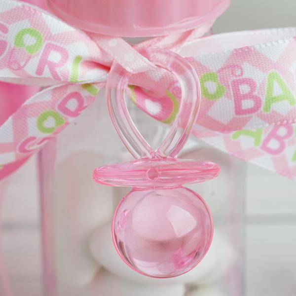 12 Pack | Large Pink Decorative Baby Pacifiers, Baby Shower Favors