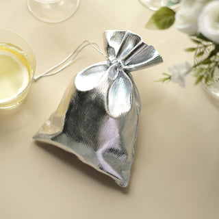 Convenient and Stylish Metallic Silver Lame Polyester Gift Bags