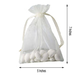 10 Pack | 5x7inch Ivory Organza Drawstring Wedding Party Favor Gift Bags