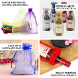 10 Pack | 6x15inches Silver Organza Drawstring Party Favor Wine Gift Bags
