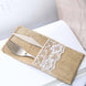 10 Pack | 4x8inch Natural Burlap/Lace Single Set Silverware Holder Pouch