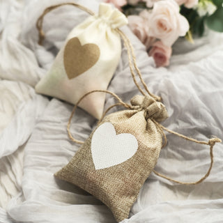 Add a Rustic Touch to Your Wedding with Natural/Ivory Heart Design Gift Bags