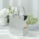5inch Shiny Metallic Silver Foil Paper Party Favor Bags With Handles, Small Gift Wrap Goodie Bags