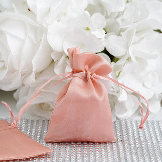 Dusty Rose Satin Drawstring Wedding Party Favor Gift Bags