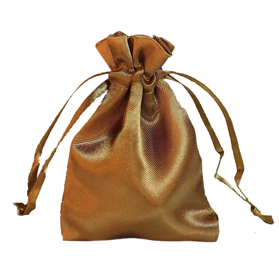 12 Pack | 3inch Antique Gold Satin Drawstring Wedding Party Favor Bags#whtbkgd