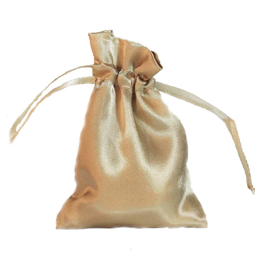 12 Pack | 3inch Champagne Satin Drawstring Wedding Party Favor Gift Bags#whtbkgd