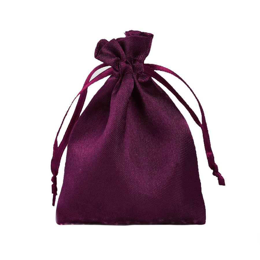 12 Pack | 3inch Eggplant Satin Drawstring Wedding Party Favor Gift Bags#whtbkgd