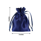 12 Pack | 3inches Navy Blue Satin Drawstring Wedding Party Favor Gift Bags