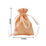 12 Pack | 3inches Peach Satin Drawstring Pouch Wedding Party Favor Gift Bag