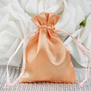 Peach Satin Drawstring Pouches for Every Occasion