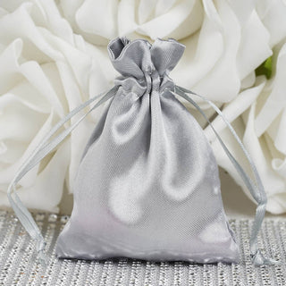 Elevate Your Event with Silver Satin Drawstring Bags